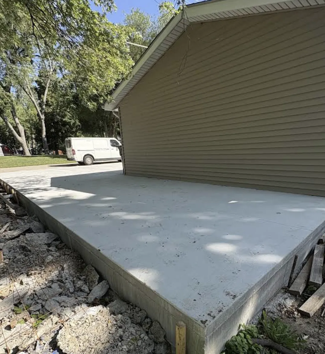 Reinforced concrete garage floor slab poured in Lakemoor IL